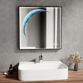 EMKE LM29 Miroir carré avec éclairage, antibuée, cadre noir